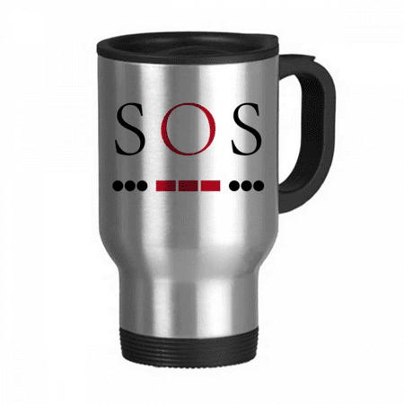 

Morse Code Rescue Point Line Expression Travel Mug Flip Lid Stainless Steel Cup Car Tumbler Thermos