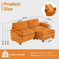 thumbnail image 3 of Ktaxon Sectional Sofa L Shaped Couch with Chaise Living Room Sleeper Set, 2 Seats with Chenille and Double Layer Cushions 86" W Orange, 3 of 11