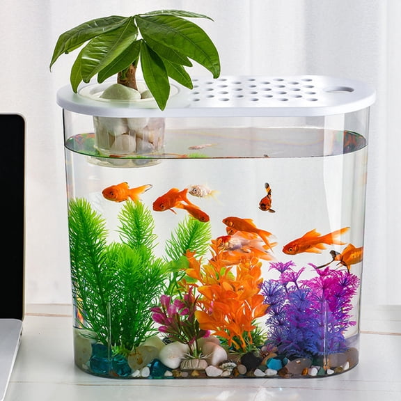 UPGRATOR Clear Plastic Fish Tank Durable Desktop Aquarium for Home Use