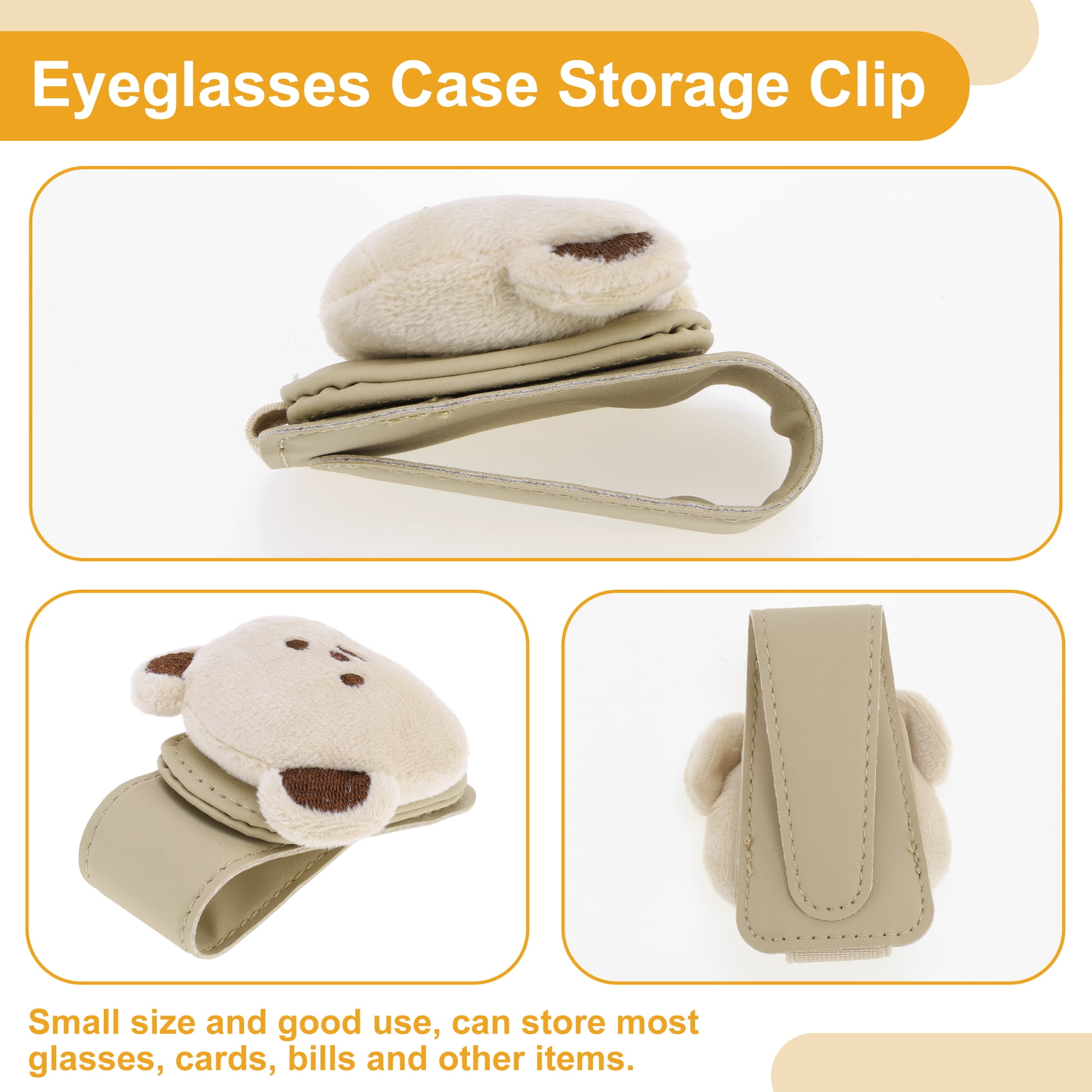 Unique Bargains Car Sunglasses Clip with Magnetic Universal Sun Visor Sunglasses Holder for Car Leather Cloth Beige 8.5x4.5cm 1 Pcs