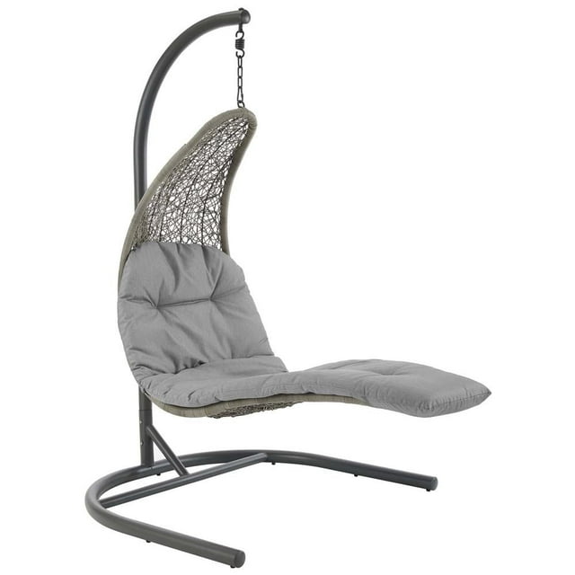 Modway Chaise Balançoire de Patio en Rotin et Tissu, Gris Pâle et Gris