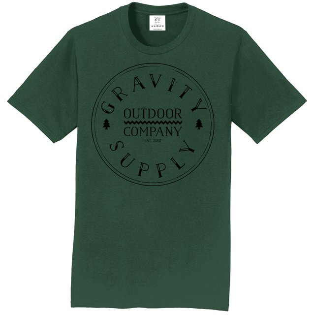 Camiseta de manga corta de suministro de gravedad - Logotipo negro - Bosque Green - L Gravity Outdoor Co. Camiseta de manga corta
