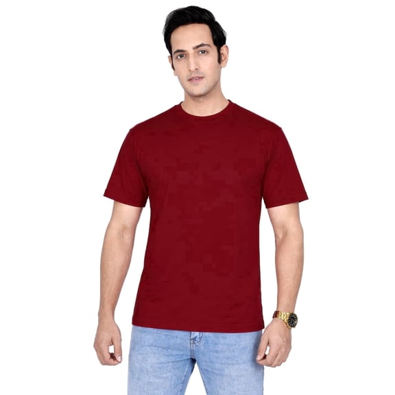 Qure Vintage Crew Neck Solid Print Short Sleeve T-Shirts (Men's)