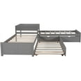thumbnail image 2 of Twin Bed Frames, L-Shaped Platform Bed with Trundle and Drawers Linked with Built-in Desk, Twin, 2 of 5
