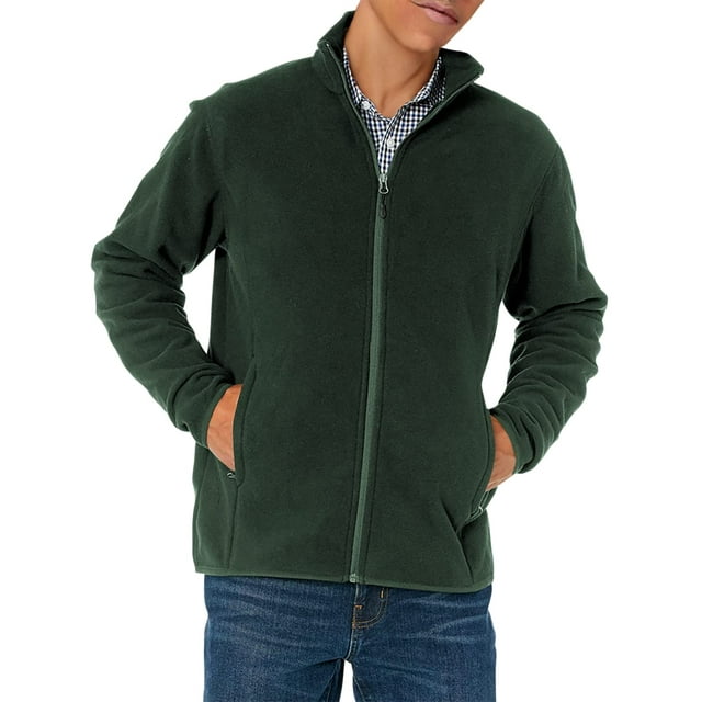 Chaqueta polar Amazon Essentials con cierre completo para hombre, color verde bosque
