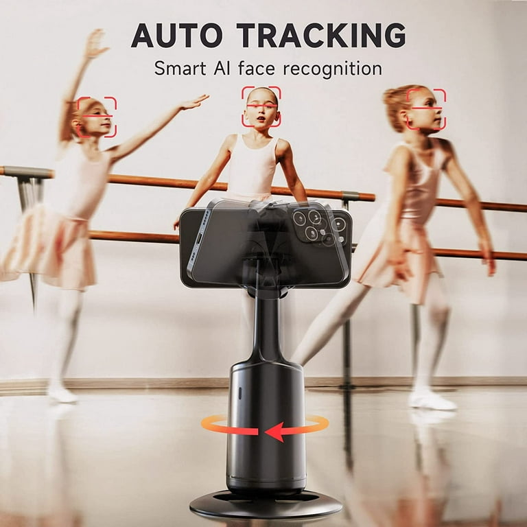 Auto Face Tracking Tripod, 360° Rotation Body Phone Camera Mount Smart  Shooting Holder with Remote Selfie Stick, No App, Gesture Control, for  Vlog