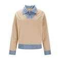 thumbnail image 4 of ZACPNCV Womens Denim Trim Cardigan Long Sleeve Solid Color Lapel Button Front Casual Open Jacket, 4 of 7