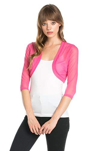 Fashion Secrets Junior`s Sheer Chiffon Bolero Shrug Jacket Cardigan 3//4 Sleeve