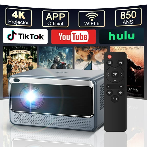 YIIYRY 4K Support Movie Projector Built in App 400" Zoom,Mini Projector with WiFi & Bluetooth for Home,Bedroom,Outdoor Use