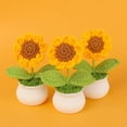 thumbnail image 4 of Girasol de lana de punto en maceta con flores artificiales para estudio, decoración de escritorio, temporada de graduación, regalo del día del maestro, 4 of 6