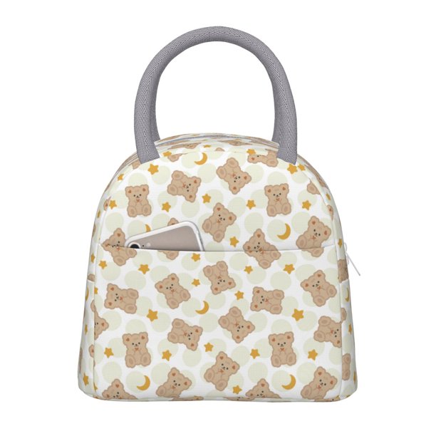 Balery Kawaii Bear Bolsa de Almuerzo para Mujeres, Caja de Almuerzo, Bolsa de Almuerzo Pequeña Impermeable, Tote de Almuerzo Reutilizable con Gran Capacidad