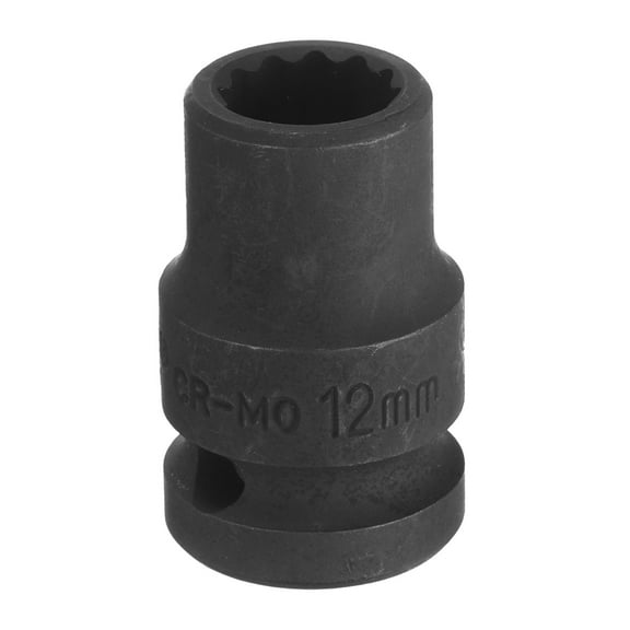 Uxcell 1/2" Drive x 12mm Shallow Impact Socket 12-Point Metric CR-MO Steel Nut Impact Grade Socket for Auto Repair