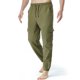 thumbnail image 5 of Pantalones largos para hombre, moda, lisos, informales, cintura elástica, multibolsillos, deportivos, 5 of 6