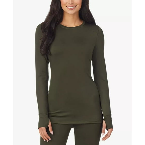 Cuddl Duds Themawear Crew Neck Long Sleeve Thumbholes Hunter M Medium