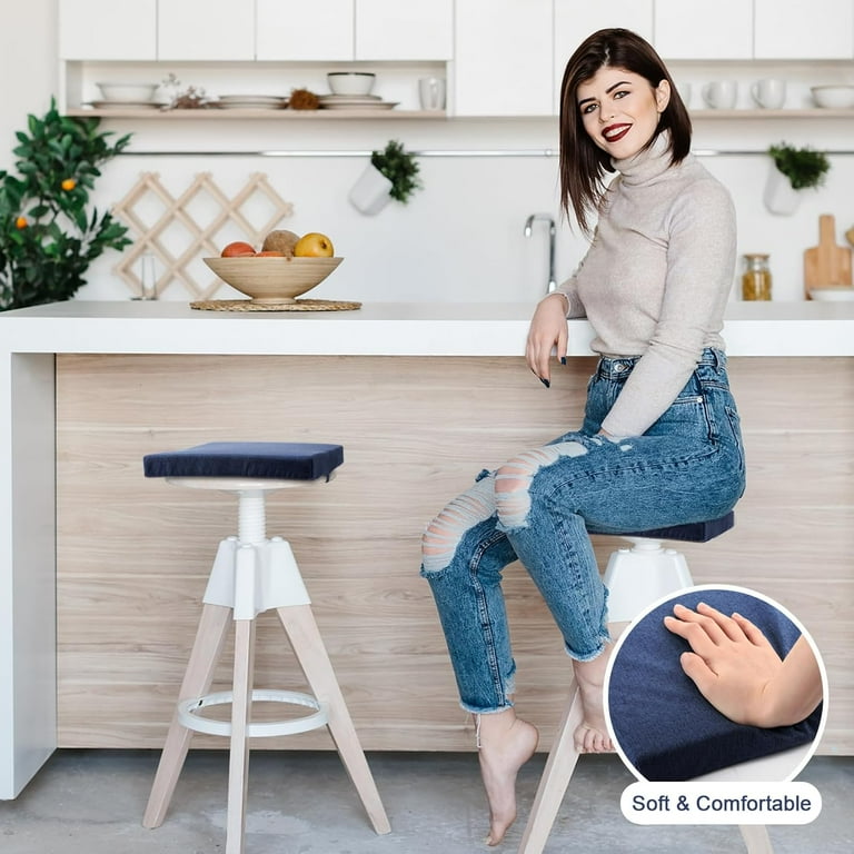 4 Pcs Bar Stool Cushions 12 X 12 X 1.5 Inch Square Seat Cushion Non Slip Barstool Cushions Textured Barstool Pad Outdoor Chair Pads With Ties And Washable Cover Navy Blue Walmart