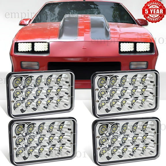 Fit Chevrolet Camaro RS Iroc-Z 1982-1992 4PCS 4x6" LED Headlights High Low Beam