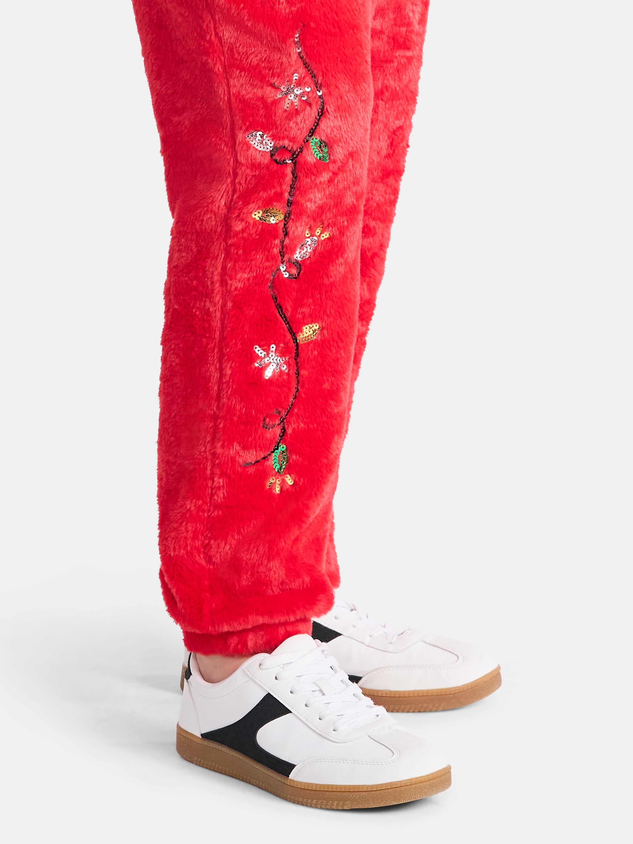 No Boundaries Christmas Plush Pants, 30'' Inseam, Women's, & Women's Plus