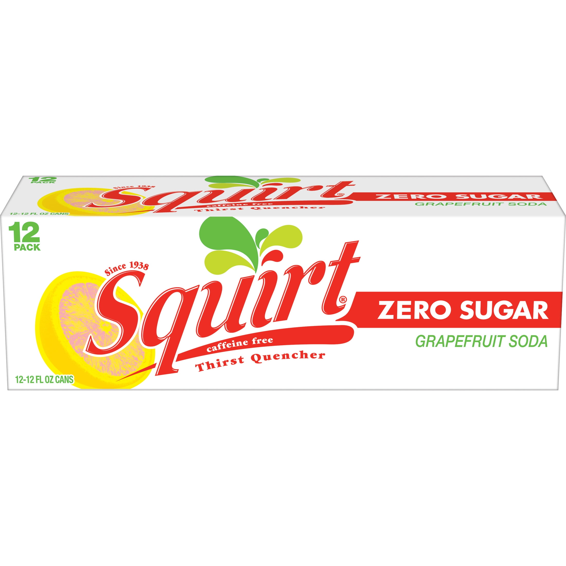 Squirt Zero Sugar Grapefruit Soda Pop, 12 fl oz, 12 Pack Cans