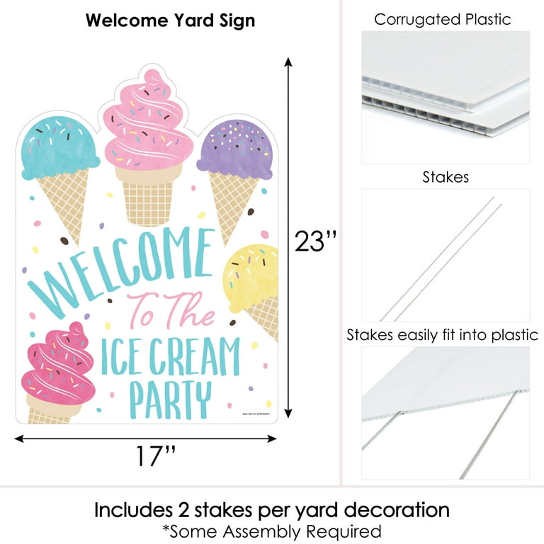 Big Dot of Happiness Scoop Up the Fun - Ice Cream Cone - Lawn Decorations -  Outdoor Sprinkles Party Yard Decorations - 10 Piece 