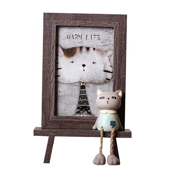 Home Cat Hanging Feet Solid Wood Frame Wood Grain Creative Kids Picture Set Up Photography Atelier