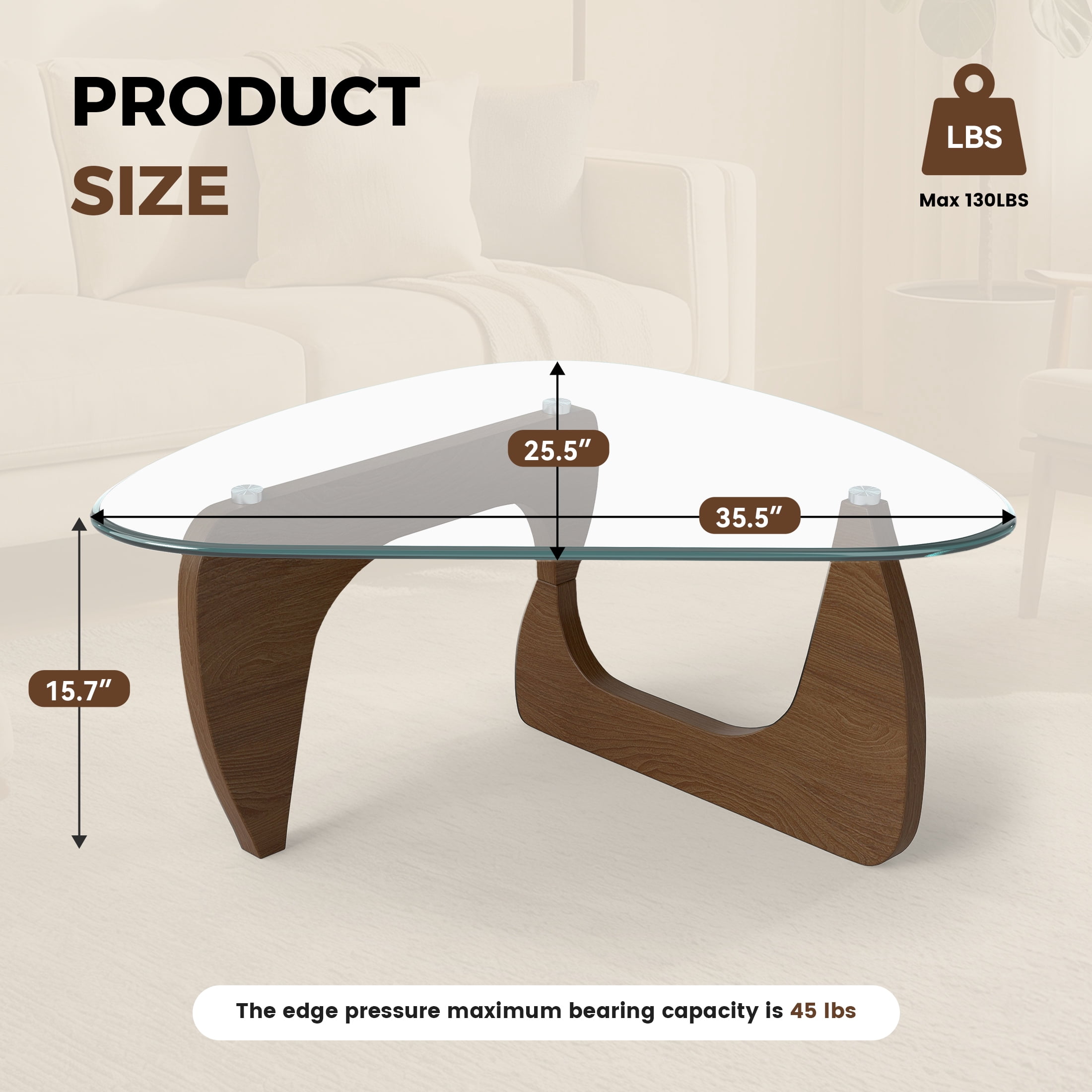 Daluvenix Modern Glass Coffee Table for Living Room, Mid Century Coffee Table, Triangle Small Coffee Tables, Suitable for Bedroom Living Room Reception Office Tables
