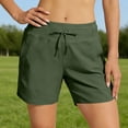 thumbnail image 2 of Miluxas Women's Summer Lightweight Quick Dry Running Shorts Solid High Waisted Workout Gym Track Shorts with Zipper Pockets UPF 50+ Army Green, 2 of 8