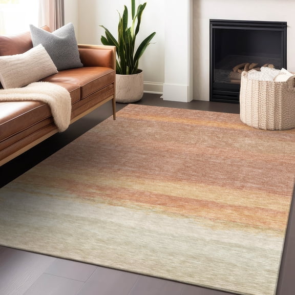 Addison Rugs Chantille Indoor/Outdoor Transitional Stripes Salmon Washable Rectangle Rug, 10' x 14'