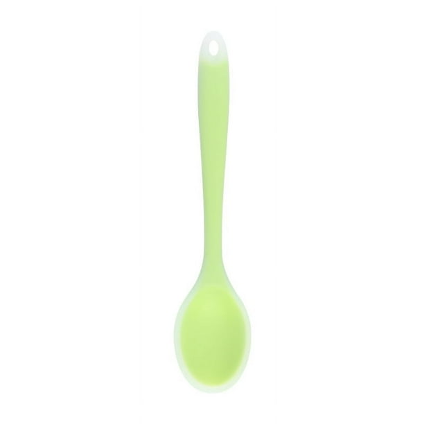 XmhyTop 2 cucharas pequeñas de silicona, cuchara de té de silicona para cocinar, hornear y revolver en la cocina, color verde A
