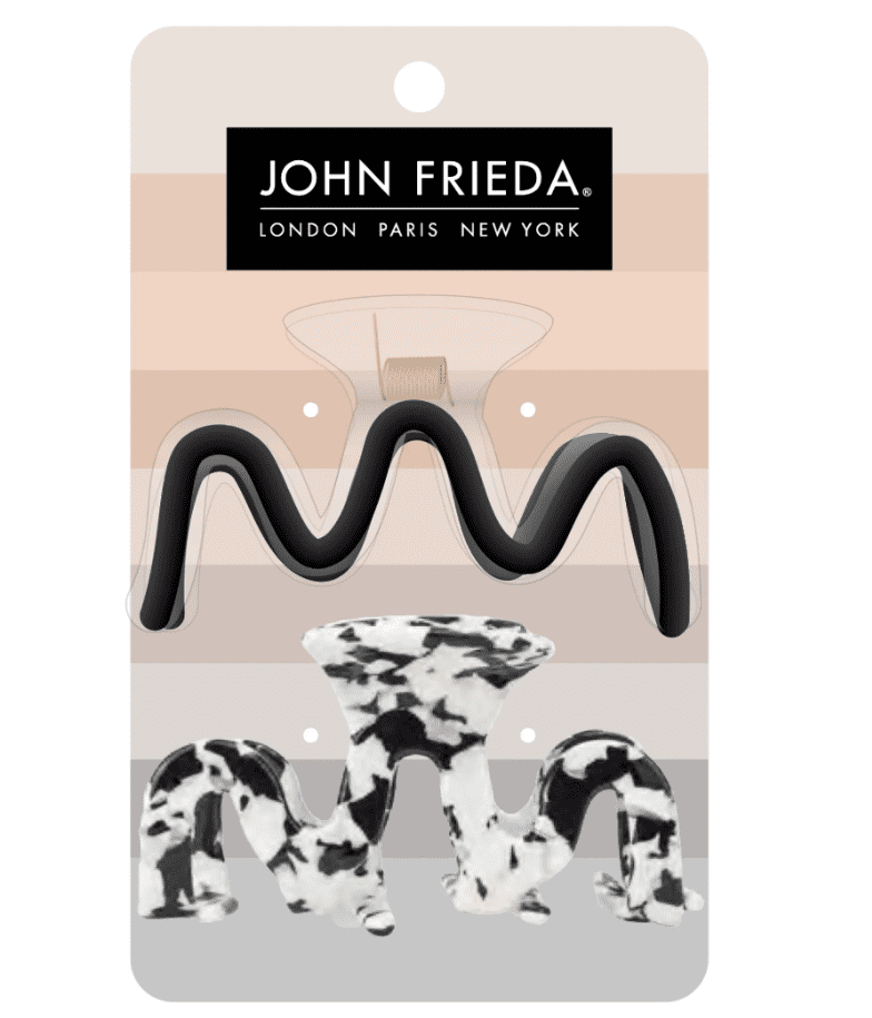 John Frieda Wavy Claw Hair Clips for All Hair Types in Assorted Colors, 2 Pack