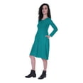 thumbnail image 6 of Moomaya Womens Full Sleeves Gathered Waist Dress Casual Relaxed Fit Swing Dresses w/ Pockets, 6 of 8