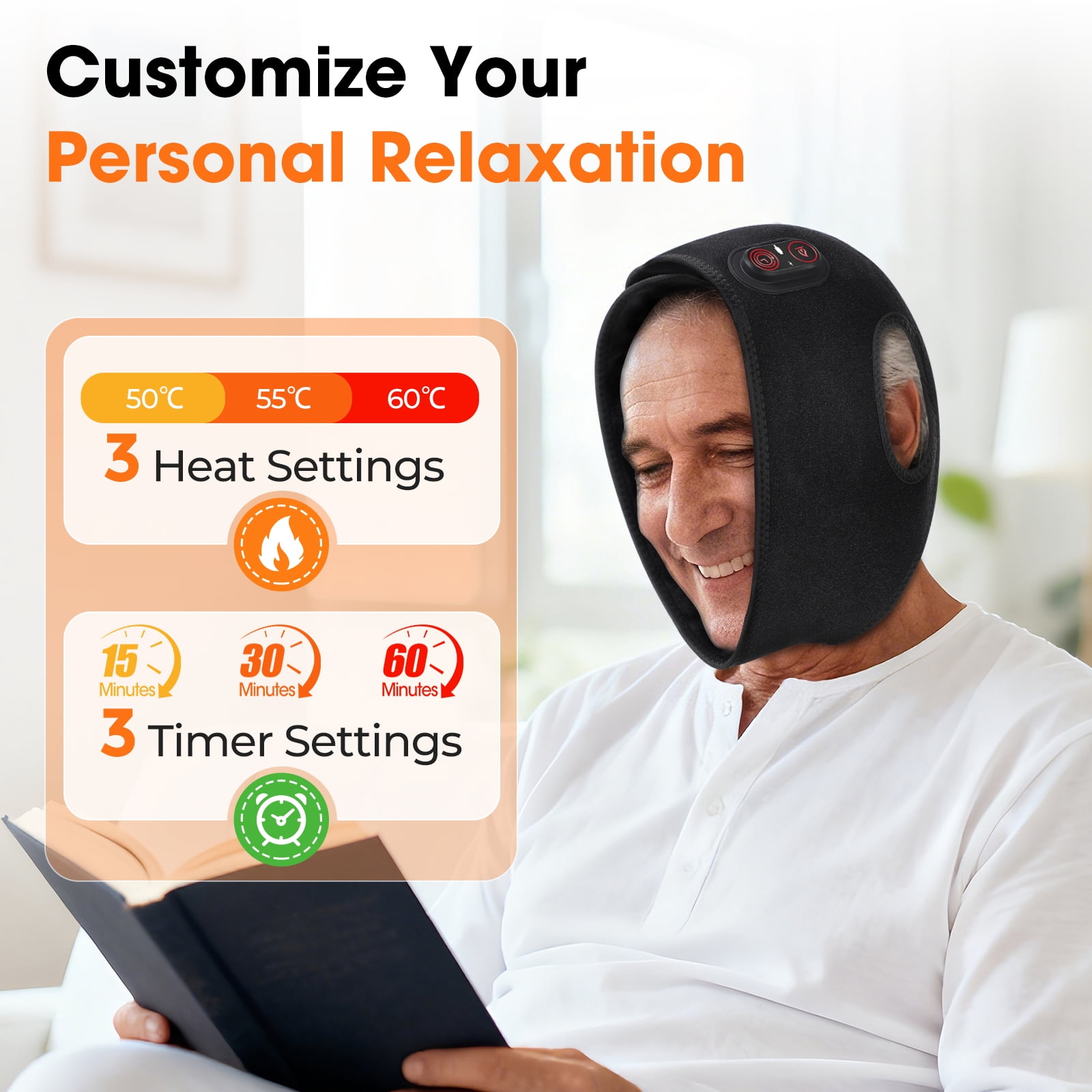 Cordless Heating Pad for Face Jaw Chin, Jaw Heating Pad, Face Heated Wrap with 3 Heat and Timing Settings, 5000mAh Battery Rechargeable for Wisdom Teeth, Facial Comfort, Jaw Relaxation & Daily Warm