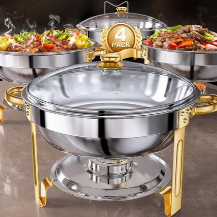 Baokaler 9QT chafing dish buffet set,High Grade food warmer,2PK Elegant Gold & Silver chafing dish,for Parties, buffet server food warmer Gathering, Wedding, Event, Catering