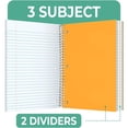 thumbnail image 2 of Rosmonde 3 Subject Spiral Notebook, 12 Pack, Wide Ruled, Water Resistant Cover, Thick 300 Pages/Book (150 Sheets), 8 x 10-1/2, 3 Hole Punched, Colored Dividers, Assorted Colors, Bulk School & Office, 2 of 9