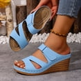 thumbnail image 4 of Rokment Wedges Dress Sandals for Women Ladies 2026 Summer Fashion Casual Leather Open Toe Platform Dressy Slip on Ladies Orthotic Arch Support Chunky High Heels Beach Slides D Size 8.5, 4 of 7