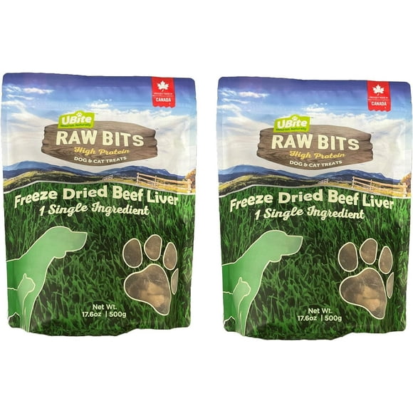 2 Pack - Ubite High Potein Freeze Dried Beef Liver Dog & Cat Pet Treat 17.6 oz Each