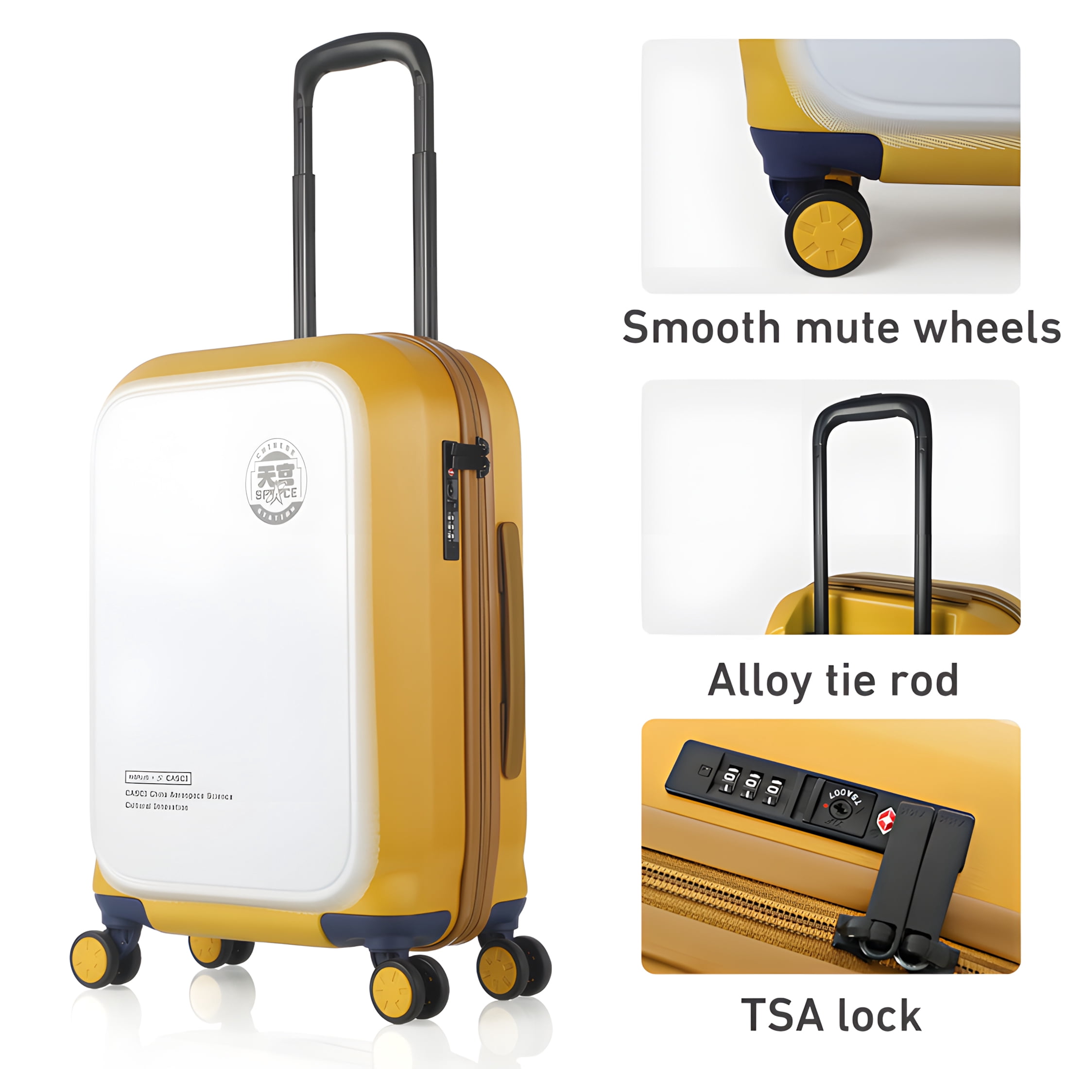 WEPLUS Luggage Sets 4 Piece,20" Hardside Carry-On Luggage, Hardshell Suitcase With Wheels, With Scratch-Resistant Surface, Four Multi-directional Wheels