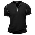 thumbnail image 2 of Mens Henley Shirts Classic Button Cotton Short Sleeve T-Shirt Summer Casual V Neck TeeBasic Solid Lightweight Tees Tops, 2 of 6