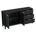 thumbnail image 3 of Semiocthome Sideboard with Doors and 3 Drawers, Buffet Cabinet with Storage, Kitchen, Black, 3 of 7