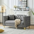 thumbnail image 2 of Newest 58"Velvet Sofa,2 Seater Deep Seat Sofa,Modern Sofa with Button Nailhead,Square Arm Couches,Furniture for Living Room,Bedroom,Office(Grey), 2 of 9