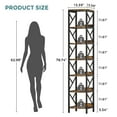 thumbnail image 3 of Condemo 78.7 Inch Extra Tall Narrow Bookshelf with LED Light, 7 Tier Skinny Bookcase for Small Space, Freestanding Display Corner Shelf, Modern Industrial Storage Organizer for Home Office, Brown, 3 of 7