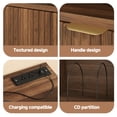 thumbnail image 4 of inyl Record Storage & Media Console with Charging Station, Power Outlet - Wooden Turntable Stand for Record Player, Living Room Entertainment Center Furniture (Walnut Finish), 4 of 6