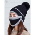 thumbnail image 2 of Gustave 3 in 1 Warm Anti-fog Beanie Hat Scarf and Mask Set, Fleece Inside Knitted Riding Cap Infinity Scarves Winter Accessories for Women (Black), 2 of 9