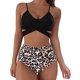 thumbnail image 1 of Traje de baño de dos piezas para mujer/adolescente, con cuello halter fruncido, bikini de cintura alta, traje de baño con espalda ajustable y teñido anudado., 1 of 8