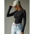 thumbnail image 6 of MOYIKO Slim Fitted Long Sleeve Shirts for Women Crewneck Tees Tight Basic Tops, 6 of 9