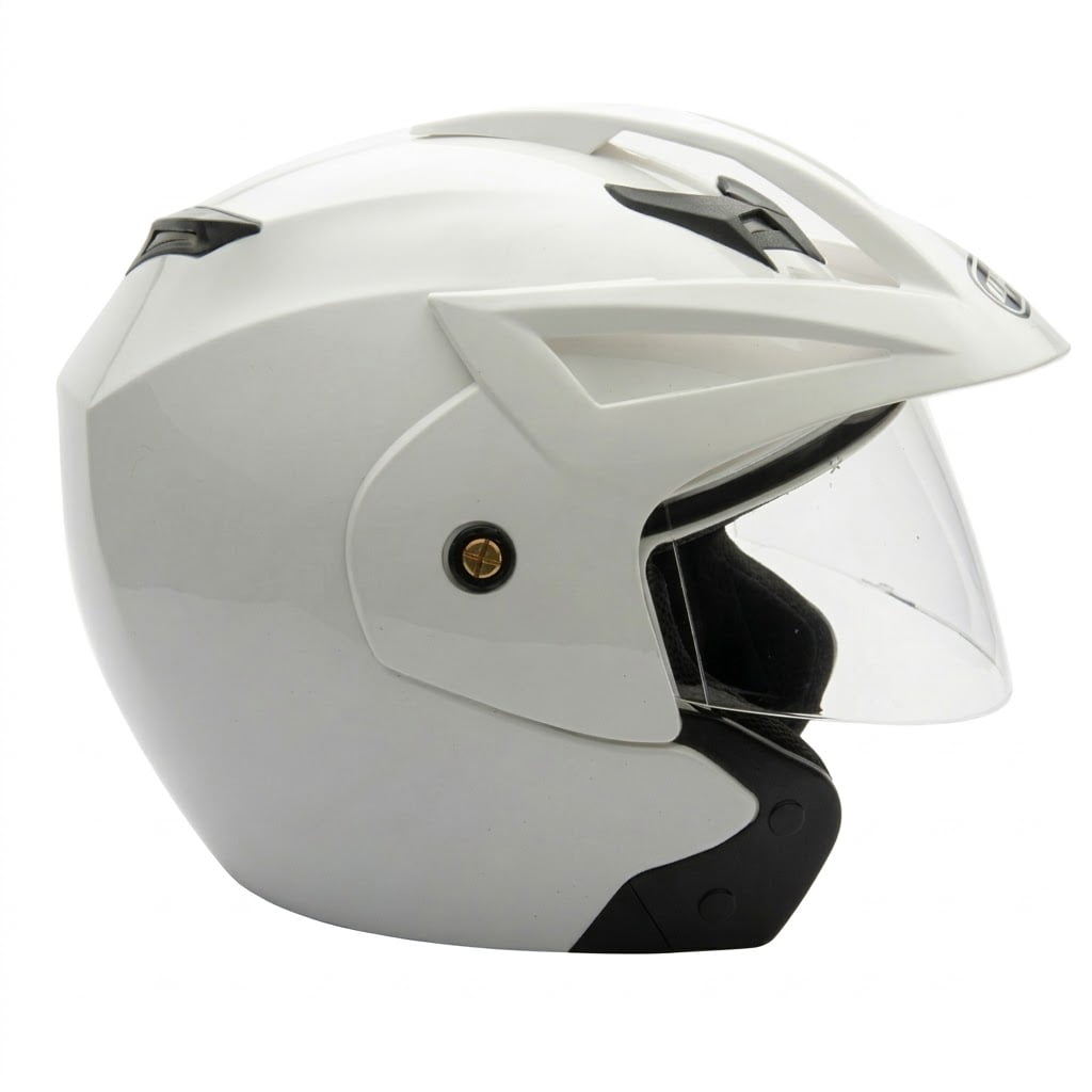 MMG Motorcycle Scooter Street Open Face Helmet DOT - Flip Up Shield - Gloss White (X-Large) Model 20