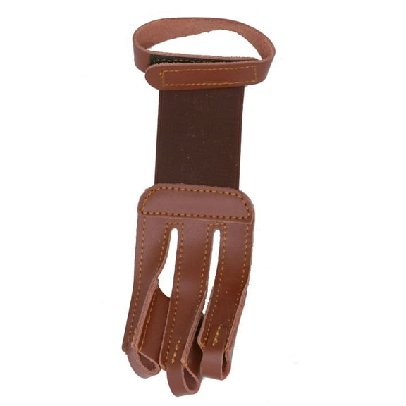 Archery Finger Glove Adjustable 3 Finger Cowhide Brown Archery Finger Guard for Shooting