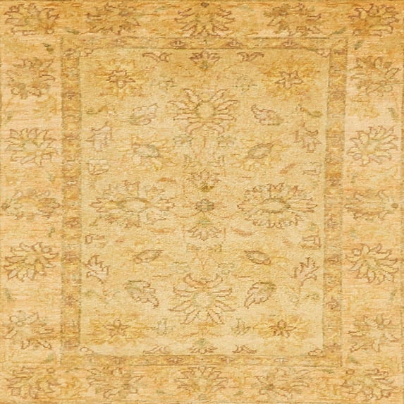 Ahgly Company Machine Washable Indoor Square Abstract Orange Area Rugs, 5' Square