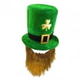 thumbnail image 4 of Segolike ' Leprechaun Top Hat with Brown Beard Shamrock Velvet Hat for Celebration Dress up Supplies Props Favors Hat Only, 4 of 8