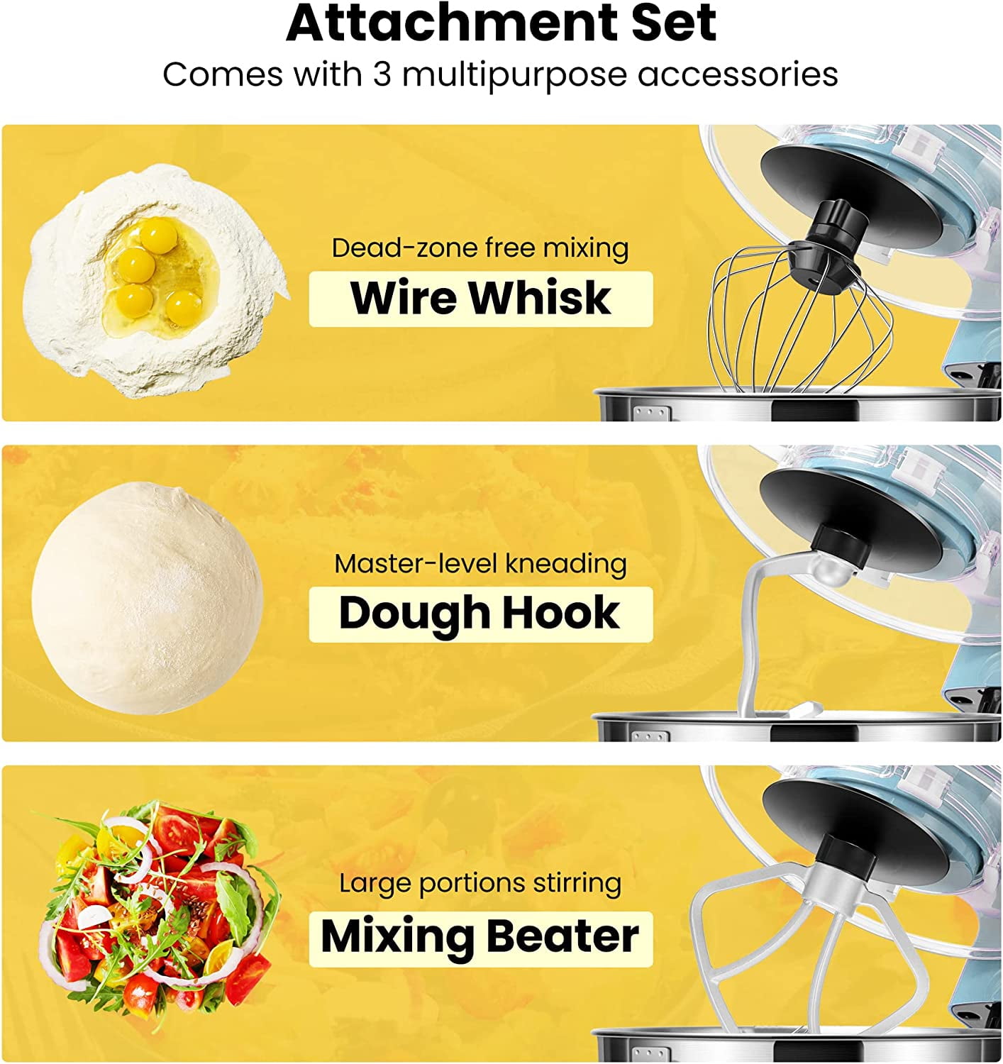 SPECSTAR Stand Mixer, 660W 10 Speed 6 Quart Tilt-Head Kitchen Electric Food Mixer with Beater, Dough Hook, Wire Whip and Egg Separator, Blue