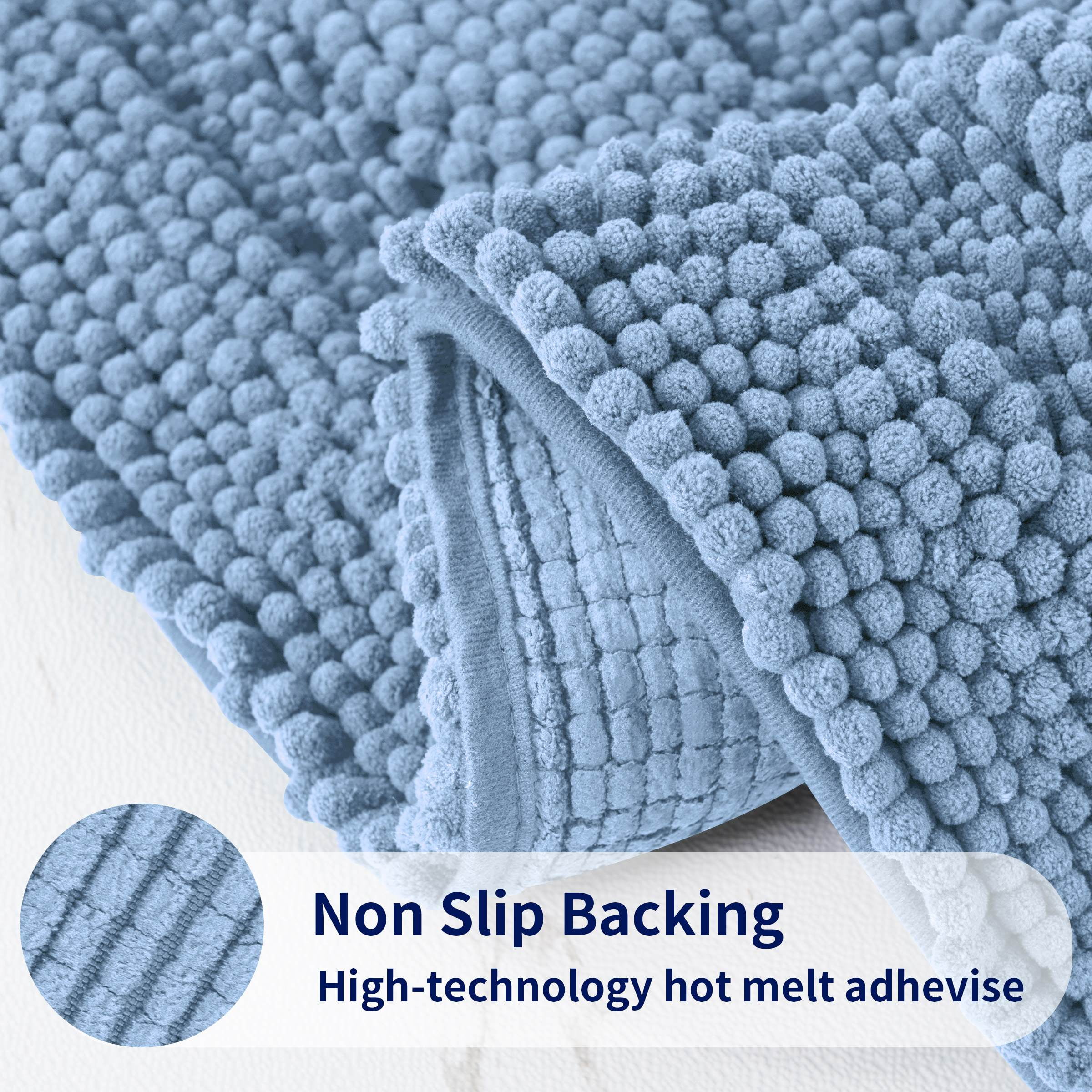 Subrtex Bathroom Rugs Non-Slip Chenille Soft Striped Plush Bath Mat (Light Purple, 20"x32")